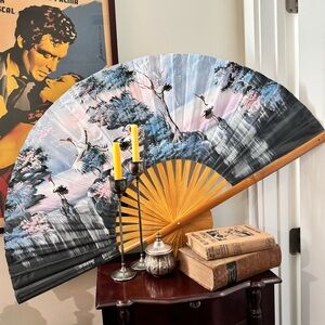 Vintage hand painted bamboo fan.
